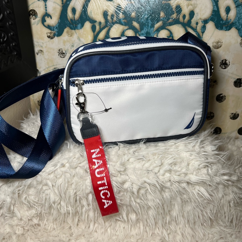Nautica Blue and White Sporty Crossbody Bag